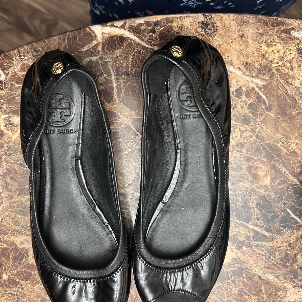 Tory Burch Shiny Black Loafers